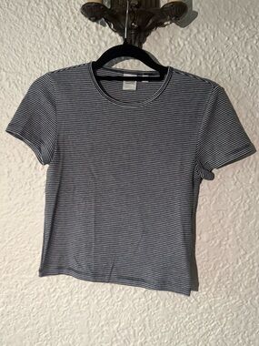 Aritzia Homestretch Navy White Striped Tee
